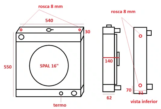 RADIADOR ESPECIAL MOTOR V6 COM DEFLETOR E GMV